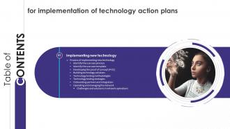 Implementation Of Technology Action Plans For Table Of Contents
