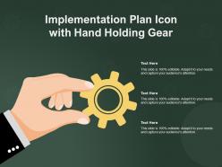 Implementation plan icon with hand holding gear