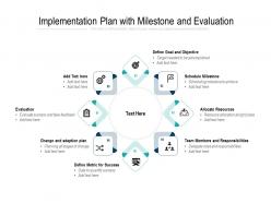 Implementation plan with milestone and evaluation