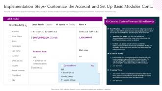 Implementation Steps Customize The Account And Set Up Basic Cont Crm Platform Implementation Plan