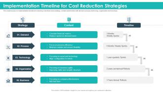 Implementation timeline for cost reduction strategic product planning