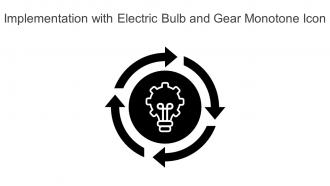 Implementation With Electric Bulb And Gear Monotone Icon In Powerpoint Pptx Png And Editable Eps Format