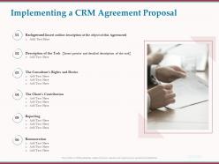 Implementing a crm agreement proposal reporting ppt powerpoint presentation gallery