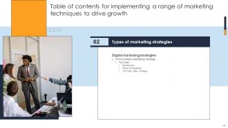 Implementing A Range Of Marketing Techniques To Drive Growth Strategy CD V Analytical Informative