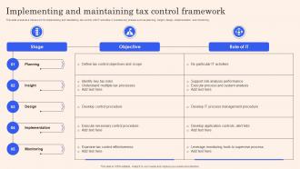 Implementing And Maintaining Tax Control Framework