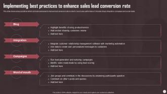 Implementing Best Practices To Enhance Sales Lead Sales Plan Guide To Boost Annual Business Revenue