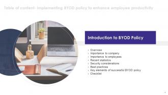 Implementing BYOD Policy To Enhance Employee Productivity Powerpoint Presentation Slides Colorful Professional