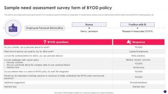 Implementing Byod Policy To Enhance Sample Need Assessment Survey Form Of Byod Policy
