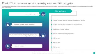 Implementing ChatGPT In Customer Support ChatGPT In Customer Service Industry Use Case Site ChatGPT SS V