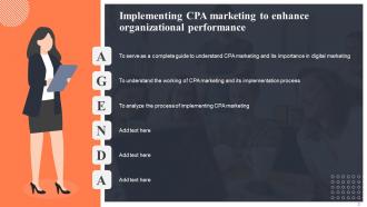 Implementing CPA Marketing To Enhance Organizational Performance Powerpoint Presentation Slides MKT CD V Informative Unique