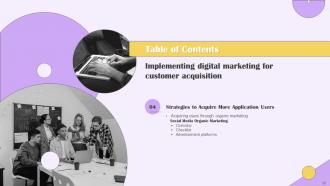Implementing Digital Marketing For Customer Acquisition Powerpoint Presentation Slides Image Customizable