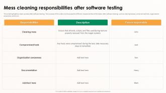 Implementing Effective Software Testing Mess Cleaning Responsibilities After Software Testing