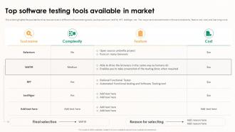 Implementing Effective Software Testing Top Software Testing Tools Available In Market