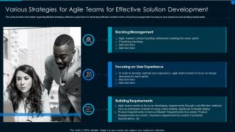Implementing effective solution development various strategies agile teams for effective