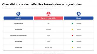Implementing Effective Tokenization Checklist To Conduct Effective Tokenization In Organization
