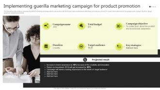 Implementing Guerilla Marketing Campaign For Product Promotion Brand Development Strategies