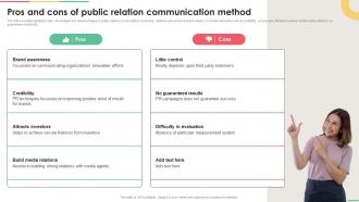 Implementing Integrated Pros And Cons Of Public Relation Communication Method MKT SS V