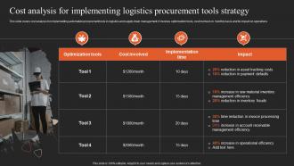 Implementing Logistics Strategy Cost Analysis For Implementing Logistics Procurement Tools Strategy