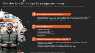 Implementing Logistics Strategy Overview For Effective Logistics Management Strategy