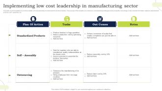 Implementing Low Cost Leadership In Manufacturing Sector