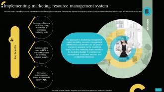 Implementing Marketing Resource Management System Implementing MIS To Increase Sales MKT SS V
