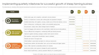 Implementing Quarterly Milestones For Successful Growth Sheep Farming BP SS