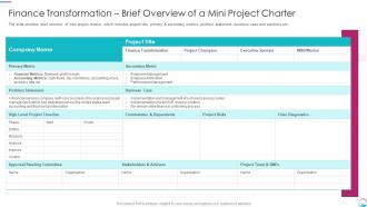 Implementing Transformation Restructure Accounting Transformation Brief Overview Mini Project