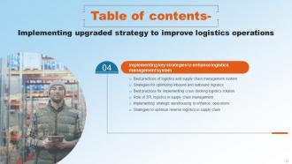 Implementing Upgraded Strategy To Improve Logistics Operations Powerpoint Presentation Slides Visual Informative