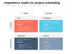 Importance matrix for project scheduling