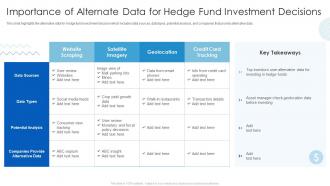 Importance Of Alternate Data For Hedge Fund Investment Hedge Fund Analysis For Higher Returns