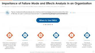 Importance of failure mode and effects analysis in an organization