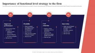 Importance Of Functional Level Strategy To The Firm Organization Function Strategy SS V