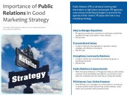 Importance of public relations in good marketing strategy
