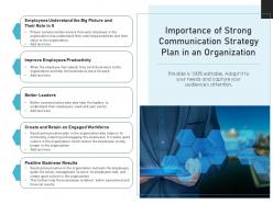 Importance Of Strong Communication Strategy Plan In An Organization