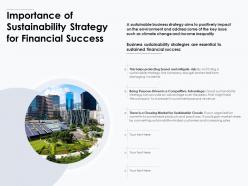 Importance of sustainability strategy for financial success