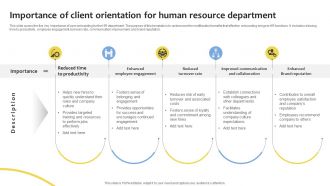 Importance Of Client Orientation For Human Resource Department