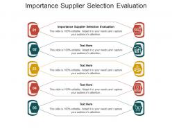 Importance supplier selection evaluation ppt powerpoint presentation gallery elements cpb