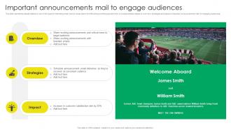 Important Announcements Mail To Engage Audiences Sports Event Marketing Strategy SS V