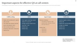 Important Aspects For Effective Qa At Call Centers Action Plan For Quality Improvement In Bpo