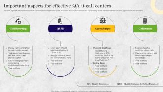 Important Aspects For Effective Qa At Call Centers Bpo Performance Improvement Action Plan