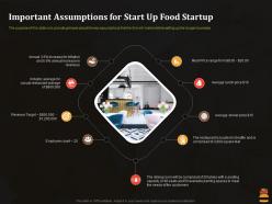 Important assumptions for start up food startup business pitch deck for food start up ppt vector