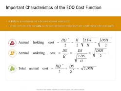 Important Characteristics Of The EOQ Cost Function Sustainable Supply Chain Management Ppt Slides