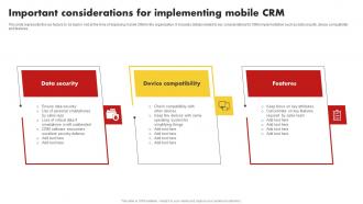 Important Considerations For Implementing Mobile CRM Customer Relationship Management MKT SS V