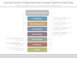 Important Factors Of Digital Marketing Campaign Powerpoint Slide Rules