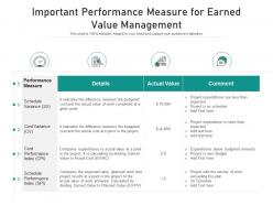 Important Performance Measure For Earned Value Management