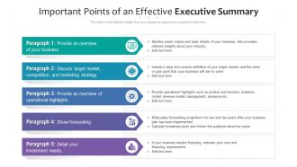 Important points of an effective executive summary