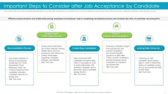 Important Steps To Consider After Job Acceptance By Candidate Effective Recruitment And Selection
