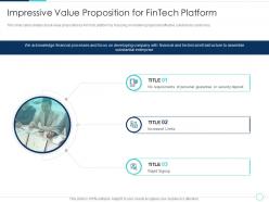 Impressive value proposition for fintech solutions company investor funding elevator ppt tips