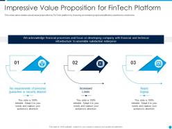 Impressive Value Proposition For Fintech Startup Capital Funding Elevator