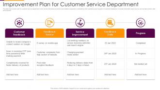 Improvement Plan For Customer Service Department